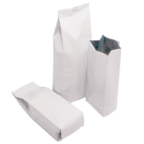 Shiny White Side Gusset Bags